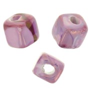 Perle cubo di ceramica 5 mm - Iridescente marmorizzato fucsia x5|raw }}