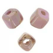 Perle cubo di ceramica 5 mm - Rosa chiaro iridescente marmorizzato x5