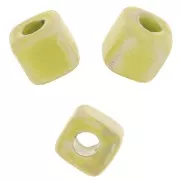 Perle cubo di ceramica 5 mm - Verde chiaro iridescente marmorizzato x5