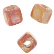 Perle cubo di ceramica 5 mm - Arancione chiaro iridescente marmorizzato x5|raw }}