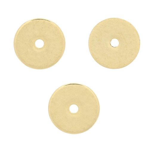 Perline Heishi rondelle - dischi piatti forati - 6x0.7 mm -dorato con oro fino x50