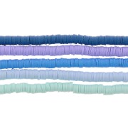5 fili de perline rotonde in pasta polimerica Heishi 6x1 mm - Blu Camaieu
