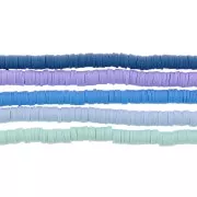 5 fili de perline rotonde in pasta polimerica Heishi 6x1 mm - Blu Camaieu