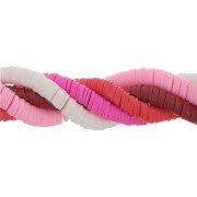 5 fili de perline rotonde in pasta polimerica Heishi 6x1 mm - Camaieu Rosa