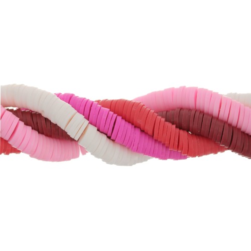 5 fili de perline rotonde in pasta polimerica Heishi 6x1 mm - Camaieu Rosa