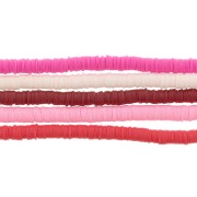 5 fili de perline rotonde in pasta polimerica Heishi 6x1 mm - Camaieu Rosa