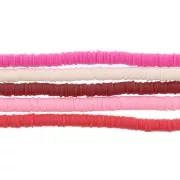 5 fili de perline rotonde in pasta polimerica Heishi 6x1 mm - Camaieu Rosa