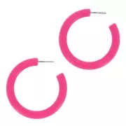 Orecchini cerchio filo rotondo in resina 41 mm - Rosa fucsia x2