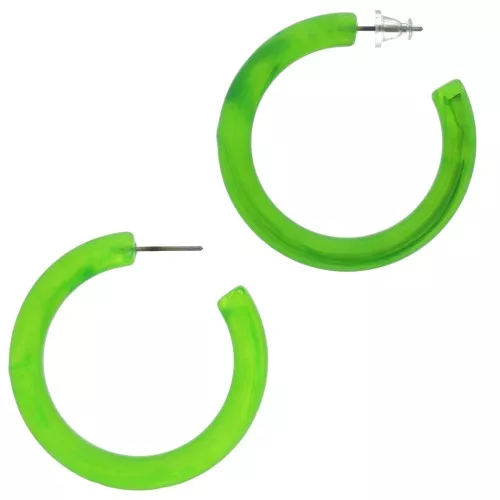 Orecchini cerchio filo rotondo in resina 41 mm - Verde marmorizzato x2