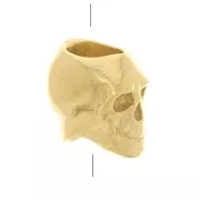 Perla teschio 7x5 mm con foro grande - Argento 925 dorato con oro fino x1