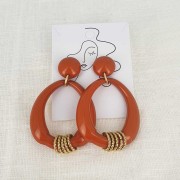 Pendente goccia etnico in resina opaca 41x37 mm - Terracotta x1