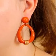 Pendente goccia etnico in resina opaca 41x37 mm - Terracotta x1