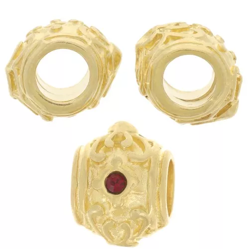 Perlina tonda appiattita 12x9mm foro grande per cabochon 1,8 mm dorato oro fino x1