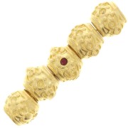 Perlina tonda appiattita 12x9mm foro grande per cabochon 1,8 mm dorato oro fino x1