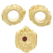 Perlina tonda appiattita 12x9mm foro grande per cabochon 1,8 mm dorato oro fino x1