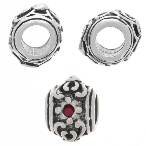 Perlina tonda appiattita 12x9 mm foro grande per cabochon 1,8 mm argento antico x1