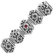 Perlina tonda appiattita 12x9 mm foro grande per cabochon 1,8 mm argento antico x1