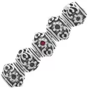 Perlina tonda appiattita 12x9 mm foro grande per cabochon 1,8 mm argento antico x1