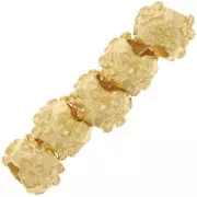 Perlina rotonda da 10 mm - motivo floreale - foro grande dorato con oro fino x1