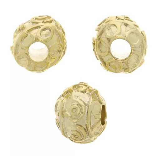Perline tonde appiattite 8x6,5 mm - motivi arabescati - dorate in oro fino x5