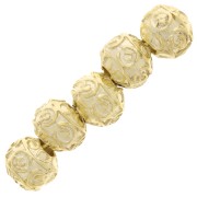 Perline tonde appiattite 8x6,5 mm - motivi arabescati - dorate in oro fino x5