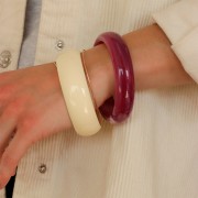 Bracciale spesso in resina opaca 67 mm - Violet marmorizzata x1