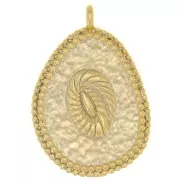 Pendente goccia irregolare lavorato 21x15 mm - fiore - Dorato x1