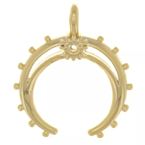 Pendente corno traforato con palline 17x15 mm - Dorato x1