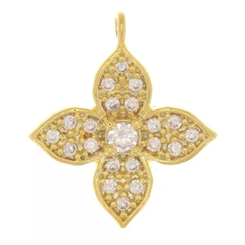 Ciondolo fiore 16x14 mm con ossido di zirconio - Cristallo - dorato x1