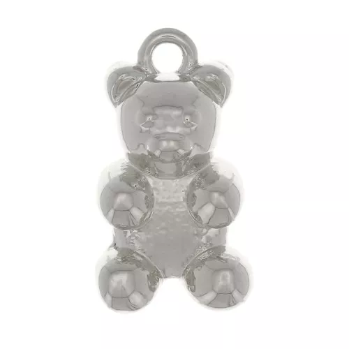 Ciondolo Orso 14x8 mm - Rodio x1