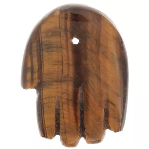 Pendente mano 20,5x15 mm in pietra semipreziosa - Occhio di tigre x1