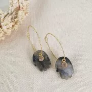 Pendente mano 20,5x15 mm in pietra semipreziosa - Labradorite x1