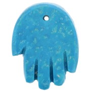 Pendente mano 20,5x15 mm in imitazione pietra semipreziosa - Turchese x1