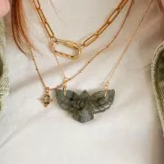 Distanziatore in semi pietra preziosa Aquila 42x24mm - Labradorite x1