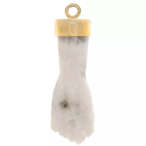 Pendente di pietra preziosa a pugno chiuso 38x12mm Dorato oro fino-pietra di luna