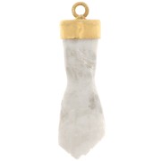 Pendente di pietra preziosa a pugno chiuso 38x12mm Dorato oro fino-pietra di luna