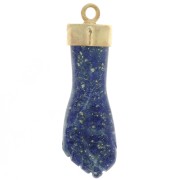 Pendente di pietra preziosa a pugno chiuso 38x12 mm -Dorato oro fino-Lapis lazzuli|raw }}