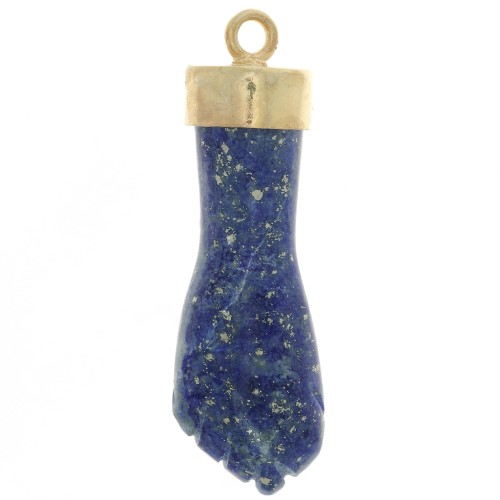 Pendente di pietra preziosa a pugno chiuso 38x12 mm -Dorato oro fino-Lapis lazzuli