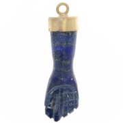 Pendente di pietra preziosa a pugno chiuso 38x12 mm -Dorato oro fino-Lapis lazzuli