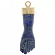 Pendente di pietra preziosa a pugno chiuso 38x12 mm -Dorato oro fino-Lapis lazzuli