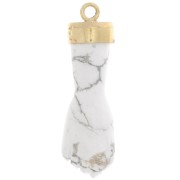 Pendente di pietra preziosa a pugno chiuso 38x12 mm -Dorato oro fino - Howlite|raw }}