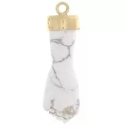 Pendente di pietra preziosa a pugno chiuso 38x12 mm -Dorato oro fino - Howlite