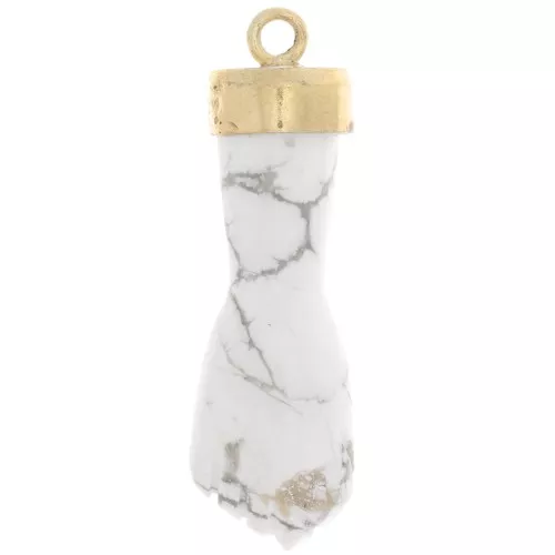 Pendente di pietra preziosa a pugno chiuso 38x12 mm -Dorato oro fino - Howlite