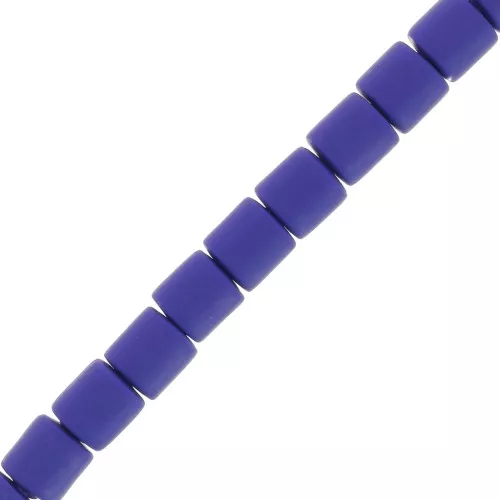 Perline tubo in pasta polimerica stile Heishi 6x6.2 mm - Blu scuro x39cm