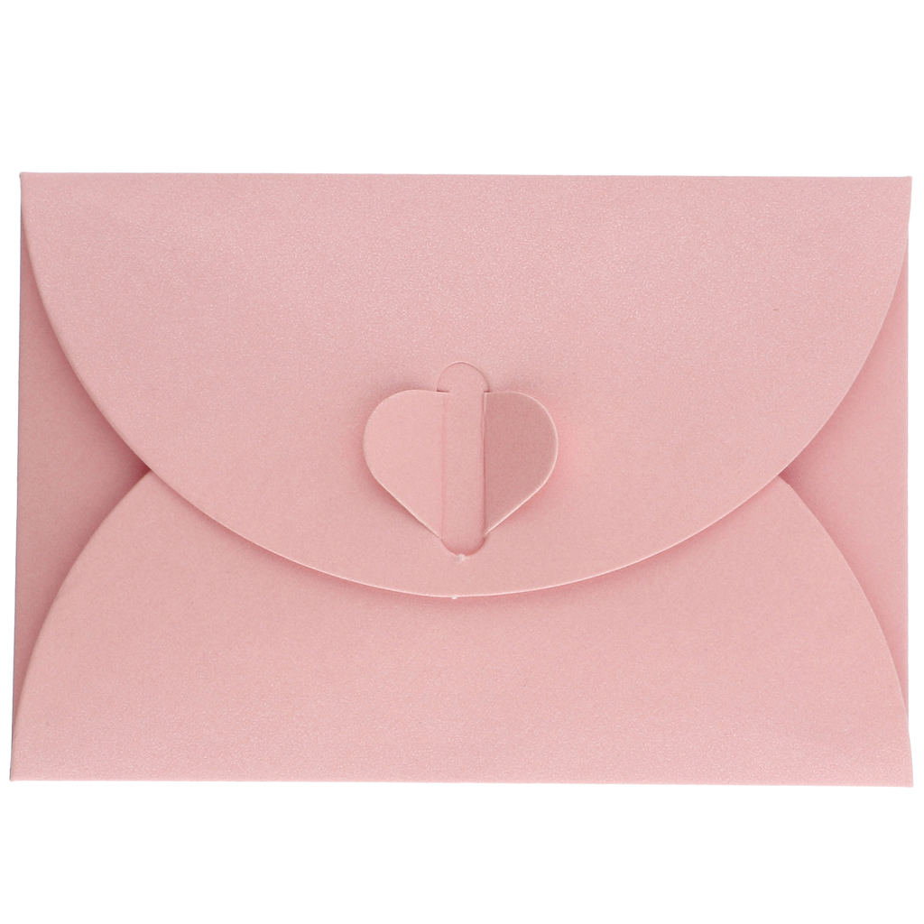 Busta Di Carta Chiusura Cuore 10,5x7 Cm - Rosa Perlato X1 - Perles & Co - 3