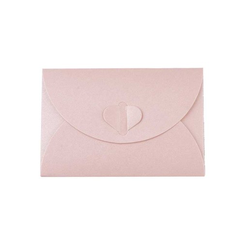 Busta di carta chiusura cuore 10,5x7 cm - Rosa perlato x1