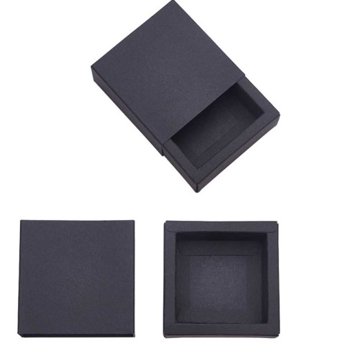 Scatola di carta kraft per gioielli 6,5x6,5x3 cm - Nero x1