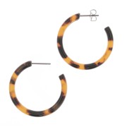 Orecchini a cerchio filo tondo spesso 31 mm - Tartaruga - Marrone - Nero x2