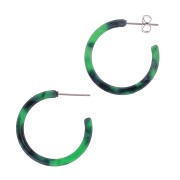 Orecchini a cerchio in acetato di cellulosa 31mm-Tartaruga - Verde scuro - Nero x2|raw }}
