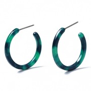 Orecchini a cerchio in acetato di cellulosa 31mm-Tartaruga - Verde scuro - Nero x2